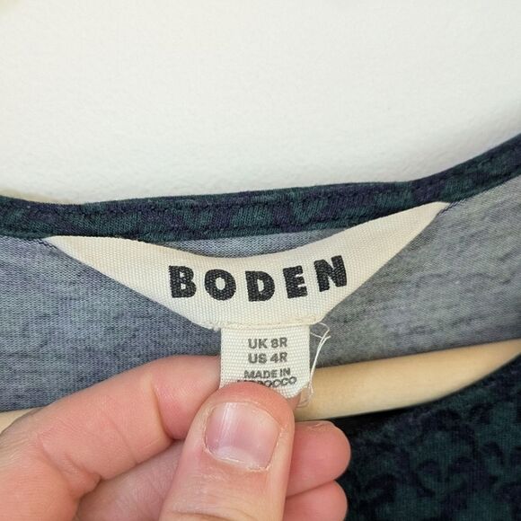 Boden Camille Jersey Midi Dress Green Emerald Night Lily Sprig Long Sleeve 4 - Picture 8 of 10